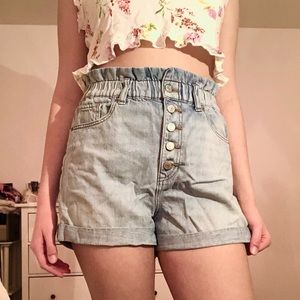 Express high-waisted denim shorts